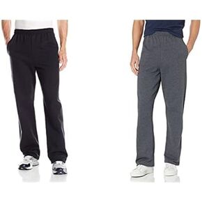Jerzees Men's Adult Open Bottom Sweatpants X Sizes, Black/Black Heather, XX-Large