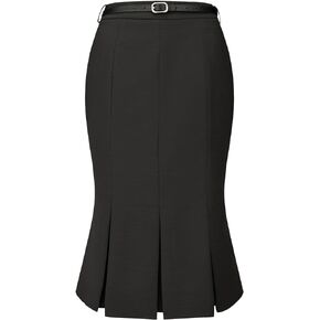 Women's Elegant Skirt with Belt Below Knee Length Fishtail Skirt
