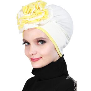 Aisha's Design Pretied Instant Turban Head Wraps For Women, 95% Cotton Hijab Scarf, 2-Color Rose Detail