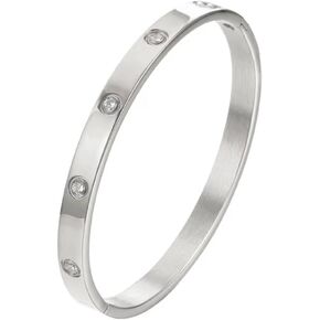 Friendship Bracelet Stainless Steel Crystal Bracelet for Teen Girls Silver Gold Rose Gold Bangle Bracelets for Women