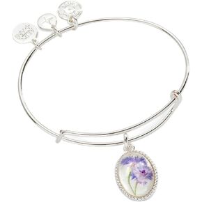 Alex and Ani AA777223SS,BILY, Printed Flower Daughter Expandable Bangle Bracelet,Shiny Silver,Purple, Bracelets