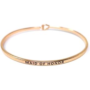 Wedding Inspirational Message Engraved Thin Bangle Hook Bracelet