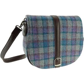 'Beauly' Shoulder Bag - Grey and Blue Check, Multicolor, One Size