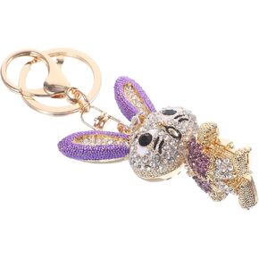 Operitacx Keychain for Women Cute Bunny Keychain Purse Charms Sparkling Crystal Rhinestones Bunny Keyring Pendant for Women Bag Charm
