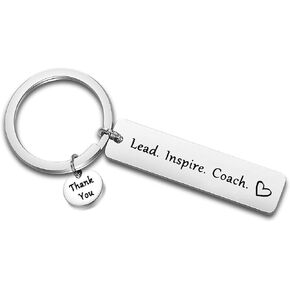 FEELMEM Coach Gift Lead Inspire Coach Keychain Thank You Gift for Cheer/Football/Baseball/Volleyball/Track Coach Gift