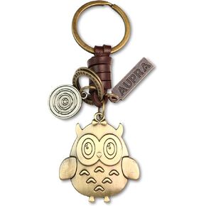 AuPra Bird KeyChain Gifts Women & Men Leather Owl KeyRing Home Car Door Key Holder Girl & Boy Bird Present