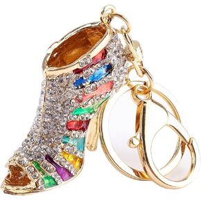 Yosoo Rhinestone High Heel Shoe Decoration Keychain Multicolor Enamel Key Chain Car Key Ring Charm Gift for Women Phone Key Bag (Colorful)