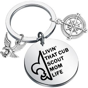 PLITI Scout Gift Scout Leader Appreciation Gift Livin’ That Cub Scout Mom Life Scouting Keychain For Boy Girl Scout
