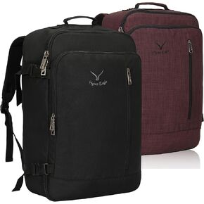 حقيبة ظهر Hynes Eagle Carry on 38L حقيبة ظهر كبيرة للسفر للنساء معتمدة من الطيران لعطلة نهاية الأسبوع حقيبة كمبيوتر محمول للرجال 15 بوصة أسود مع بني in Kuwait