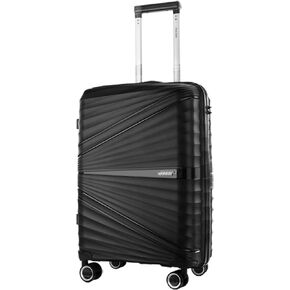 شنطة حمل بهيكل صلب للرجال والنساء من فوشير، شنطة بعجلات صلبة مقاس 22 × 14 × 9 معتمدة من شركات الطيران مع عجلات دوارة، اسود نقي in Kuwait