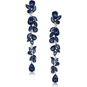 EVER FAITH Wedding Rhinestone Crystal Chandelier Dangle Earrings for Women Brides, Art Deco Marquise Teardrop Bridal Long Dangle Drop Earrings for Prom