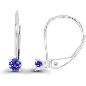 14k Gold Plated 925 Sterling Silver 3mm Round Hypoallergenic Genuine Birthstone Leverback Earrings