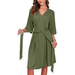Ekouaer Robes for Women Short Knit Bathrobe Lightweight Soft Knit Sleepwear Casual Ladies Loungewear