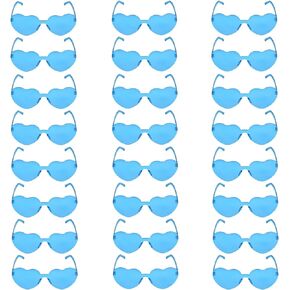 24 Pack Heart Rimless Sunglasses Love Glasses for Valentine's Day St Patrick's Day Easter Party Favors