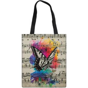 HUGS IDEA Flower Dog Print Linen Tote Bag Shoulder Bag Travel Handbag for Women