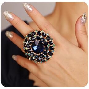 Xerling Big Statement Crystal Ring Round Full Rhinestone Ring Bling Wedding Prom Ring for Women Girls Teens