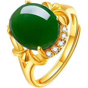 Retro Decor Moonstone Emerald Natural Green Jade Gemstone Finger Agate Jewelry Gifts for Women Girls Jade Moonstone Emerald Moonstone