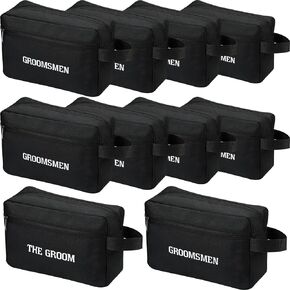 Kacctyen 10 Set Groomsmen Gifts Men Toiletry Proposal Bags Men's Travel Shaving Kit Bag Oxford Cloth Travel Bag Toiletry Case Pouch Gifts for Wedding Bachelor Party Favors, black, Zipper Design