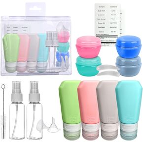 Brynix® 17 Pack Travel Bottles, TSA Approved Travel Silicon Travel Essentials, Leak-Proof Squeezable Travel Accessories, Travel Size Toiletries, Containers for Shampoo, Lotion & Body Wash