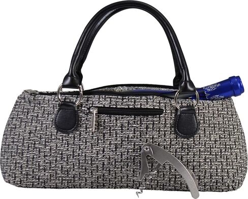 Wine Clutch Bag (Thermal Insulated) Trendy Women’s Carry Tote | Holds Red & White 750mL Bottles | Trendy Fashion | Incl. Portable Waiter-Style Corkscrew (Black Tweed) in Saudi Arabia