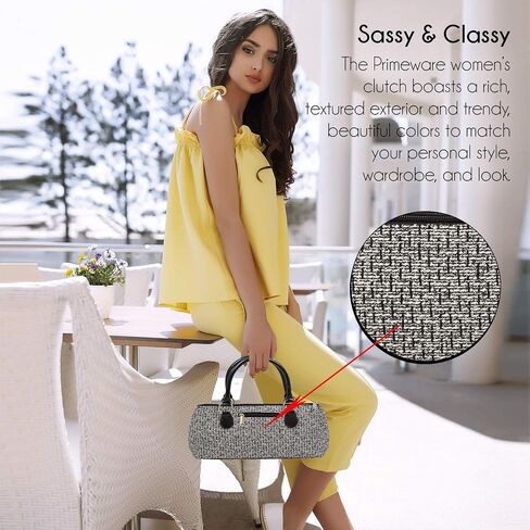 Wine Clutch Bag (Thermal Insulated) Trendy Women’s Carry Tote | Holds Red & White 750mL Bottles | Trendy Fashion | Incl. Portable Waiter-Style Corkscrew (Black Tweed) in Saudi Arabia