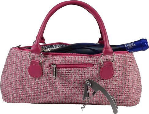 Wine Clutch Bag (Thermal Insulated) Trendy Women’s Carry Tote | Holds Red & White 750mL Bottles | Trendy Fashion | Incl. Portable Waiter-Style Corkscrew (Black Tweed) in Saudi Arabia