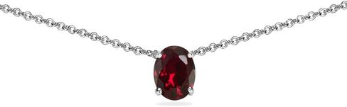Necklaces for Women, Birthstone Necklace, Genuine or Synthetic Gemstone, 7x5mm Oval Solitaire, Dainty Necklace, Short Necklace, Layered Necklaces for Women, Choker Necklaces for Women, Silver Necklace in Saudi Arabia
