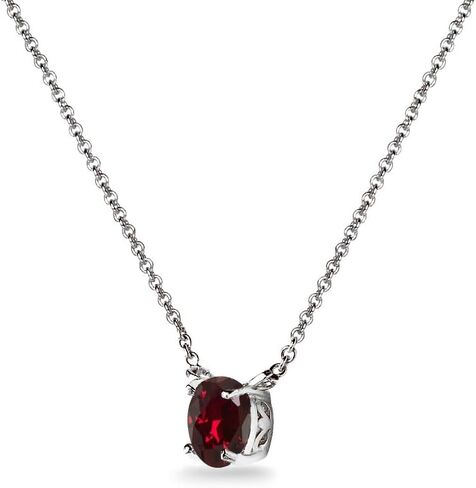 Necklaces for Women, Birthstone Necklace, Genuine or Synthetic Gemstone, 7x5mm Oval Solitaire, Dainty Necklace, Short Necklace, Layered Necklaces for Women, Choker Necklaces for Women, Silver Necklace in Saudi Arabia