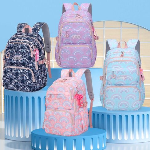 Dorlubel Girls Princess Backpack Elementary School, Heart Shape Print Backpack Cute Kids Kindergarten Preschool Bookbag With Lunch Bag and Pencil Case (Purple Heart Shape) in Saudi Arabia