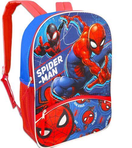 حقيبة ظهر مارفل سبايدرمان للأطفال - حزمة مع حقيبة ظهر سبايدرمان مقاس 40.64 سم بالإضافة إلى ملصقات سبايدر مان للأولاد والبنات (لوازم مدرسية سبايدرمان) in Kuwait