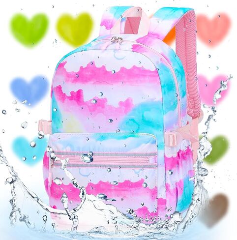 Dorlubel Girls Princess Backpack Elementary School, Heart Shape Print Backpack Cute Kids Kindergarten Preschool Bookbag With Lunch Bag and Pencil Case (Purple Heart Shape) in Saudi Arabia