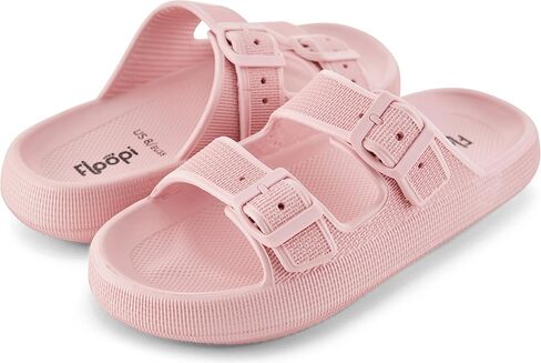 شرائح فلوبي كلاود للنساء، شرائح بإبزيم مزدوج قابلة للتعديل، صنادل دش للحمام غير قابلة للانزلاق للنساء، شرائح إسفينية مع نعال داخلية وخارجية مضادة للانزلاق. (540 وردي، 6) in Kuwait