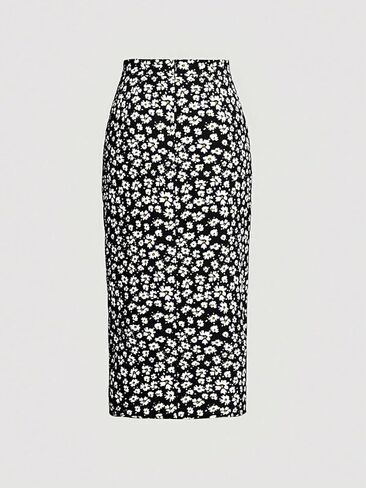 Verdusa Women's Floral Print Drawstring Ruched High Waist Split Thigh Long Skirt in Saudi Arabia