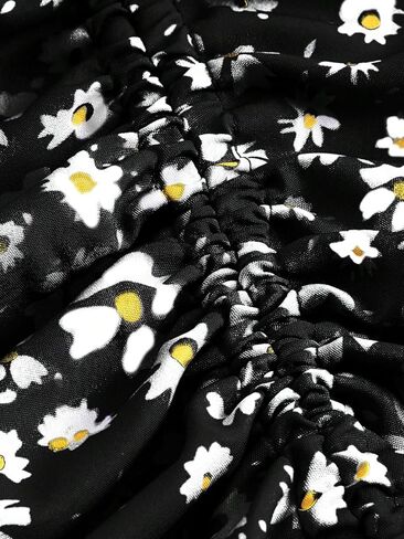 Verdusa Women's Floral Print Drawstring Ruched High Waist Split Thigh Long Skirt in Saudi Arabia
