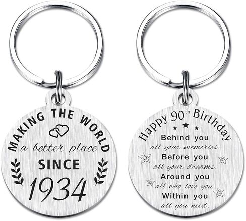 ABNTY 90th Birthday Gifts for Women Men, 90 Year Old Birthday Keychain, Born in 1934 Gifts, 1934 Birthday Decorations in Kuwait