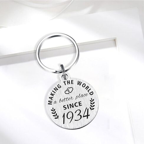 ABNTY 90th Birthday Gifts for Women Men, 90 Year Old Birthday Keychain, Born in 1934 Gifts, 1934 Birthday Decorations in Kuwait
