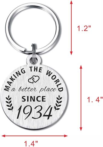 ABNTY 90th Birthday Gifts for Women Men, 90 Year Old Birthday Keychain, Born in 1934 Gifts, 1934 Birthday Decorations in Kuwait