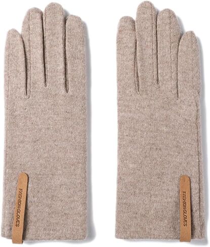 Women's Hand Back Thin Fleece Wool Gloves with Touch Screen Fingers in Saudi Arabia
