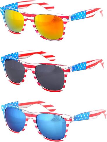American America USA Flag Sunglasses Patriotic Clear Frame Classic 80s in Saudi Arabia