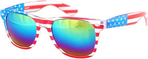 American America USA Flag Sunglasses Patriotic Clear Frame Classic 80s in Saudi Arabia
