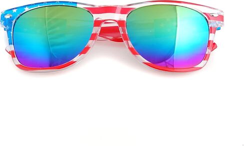 American America USA Flag Sunglasses Patriotic Clear Frame Classic 80s in Saudi Arabia