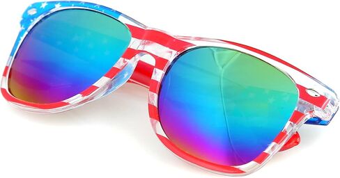 American America USA Flag Sunglasses Patriotic Clear Frame Classic 80s in Saudi Arabia
