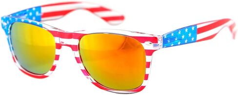 American America USA Flag Sunglasses Patriotic Clear Frame Classic 80s in Saudi Arabia