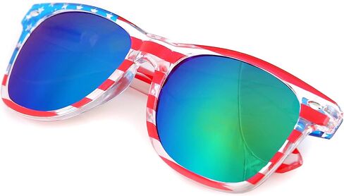 American America USA Flag Sunglasses Patriotic Clear Frame Classic 80s in Saudi Arabia