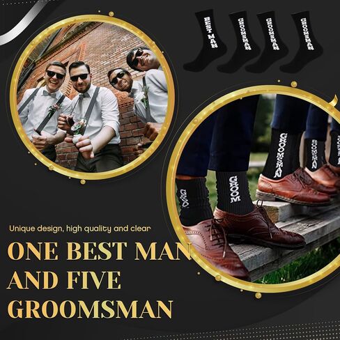 ليوموي مجموعة هدايا لرفقاء العريس مكونة من 12 قطعة بلون اسود ونظارات شمسية وجوارب قطنية مبتكرة لرفقاء العريس والرجال وحفلات توديع العزوبية، اسود وابيض، مقاس واحد, أبيض وأسود in Kuwait