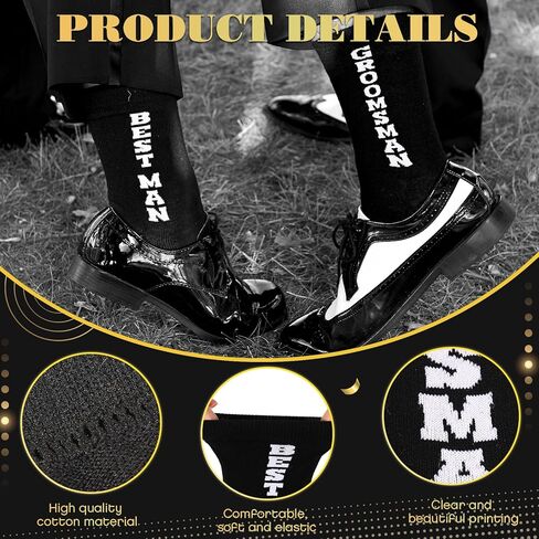 ليوموي مجموعة هدايا لرفقاء العريس مكونة من 12 قطعة بلون اسود ونظارات شمسية وجوارب قطنية مبتكرة لرفقاء العريس والرجال وحفلات توديع العزوبية، اسود وابيض، مقاس واحد, أبيض وأسود in Kuwait