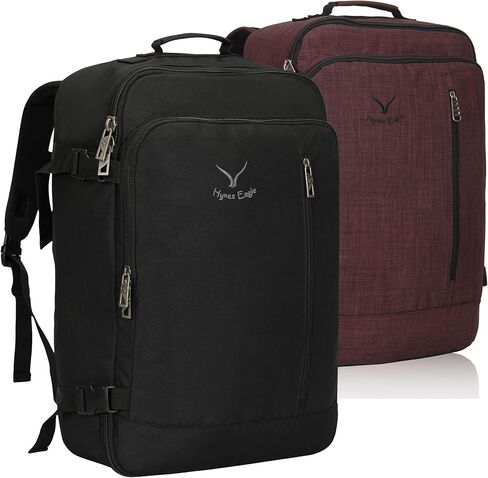 حقيبة ظهر Hynes Eagle Carry on 38L حقيبة ظهر كبيرة للسفر للنساء معتمدة من الطيران لعطلة نهاية الأسبوع حقيبة كمبيوتر محمول للرجال 15 بوصة أسود مع بني in Kuwait
