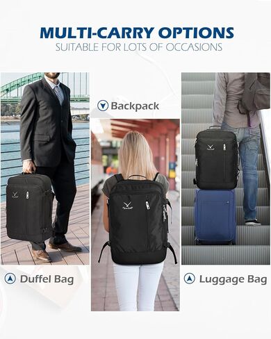 حقيبة ظهر Hynes Eagle Carry on 38L حقيبة ظهر كبيرة للسفر للنساء معتمدة من الطيران لعطلة نهاية الأسبوع حقيبة كمبيوتر محمول للرجال 15 بوصة أسود مع بني in Kuwait