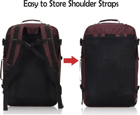 حقيبة ظهر Hynes Eagle Carry on 38L حقيبة ظهر كبيرة للسفر للنساء معتمدة من الطيران لعطلة نهاية الأسبوع حقيبة كمبيوتر محمول للرجال 15 بوصة أسود مع بني in Kuwait