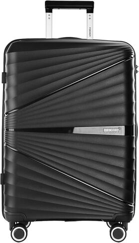 شنطة حمل بهيكل صلب للرجال والنساء من فوشير، شنطة بعجلات صلبة مقاس 22 × 14 × 9 معتمدة من شركات الطيران مع عجلات دوارة، اسود نقي in Kuwait